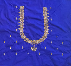 NR849IB- Ink Blue Colour Computer Maggam Work Blouse