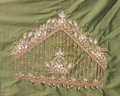 NR1248MG - Mahendi Green Colour Maggam Work Blouse