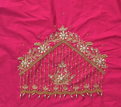 NR1248TP - Tomato Pink Colour Maggam Work Blouse