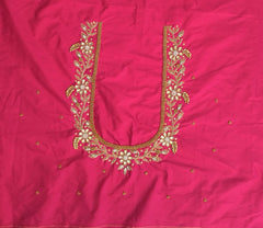 NR1248TP - Tomato Pink Colour Maggam Work Blouse