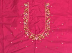 NR869TP - Tomato Pink Colour Maggam Work Blouse