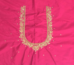 NR839TP - Tomato Pink Colour Maggam Work Blouse