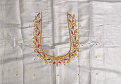 NR895ST - Silver Tissue Colour Maggam Work Blouse