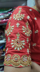 NR849R- Red Colour Computer Maggam Work Blouse