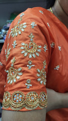 NR849OR- Orange Colour Computer Maggam Work Blouse