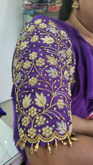 NR1299V- Violet Colour Computer Maggam Work Blouse