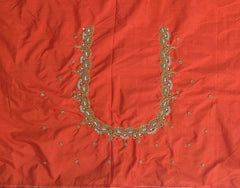 NR700OR - Orange Colour Maggam Work Blouse
