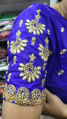 NR849IB- Ink Blue Colour Computer Maggam Work Blouse