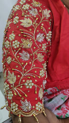 NR1299R -Red Colour Computer Maggam Work Blouse