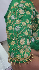 NR1299G -Green Colour Computer Maggam Work Blouse