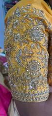 NR1249Y- Yellow Colour Computer Maggam Work Blouse