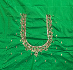 NR1320PG - Parrot Green Colour Computer Maggam Work Blouse