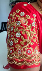 NR897MR -Mirchi Red Colour Computer Maggam Work Blouse