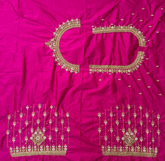 NR1050P-  Pink Colour Computer Maggam Work Blouse ( Boat Neck Design Back Open)