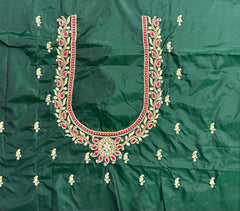 NR885BG - Bottle Green Colour Computer Maggam Work Blouse