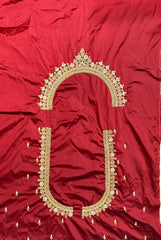NR1050M- Maroon Colour Computer Maggam Work Blouse ( Boat Neck Design Back Open)