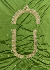 NR1050MG- Mahendi Green Colour Computer Maggam Work Blouse ( Boat Neck Design Back Open)