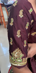 NR889CF - Coffee Colour Computer Maggam Work Blouse