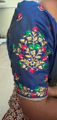 NR484B - Blue Colour Computer Multi Colour Work Blouse