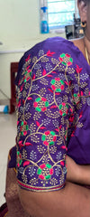 NR495V- Violet Colour Computer Multi Work Blouse