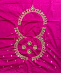 NR1129HP -Heart Pink Colour Computer Maggam Work Blouse ( POT Neck)