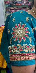 NR885RG - Rama Green Colour Computer Maggam Work Blouse