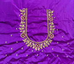 NR1296PR -Purple Colour Computer Maggam Work Blouse