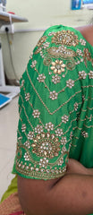 NR859PG -Parrot Green Colour Computer Maggam Work Blouse