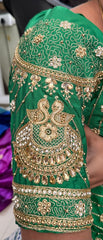 NR851G -  Green Colour Computer Maggam Work Blouse