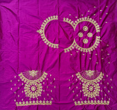 NR1129MP -Magenta Pink Colour Computer Maggam Work Blouse ( POT Neck)
