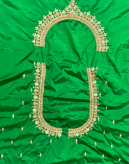 NR1050G- Green Colour Computer Maggam Work Blouse( Boat Neck Design Back Open)