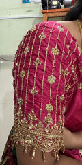NR929TP- Tomato Pink Colour Computer Maggam Work Blouse
