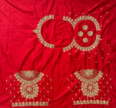 NR1129R -Red Colour Computer Maggam Work Blouse ( POT Neck)
