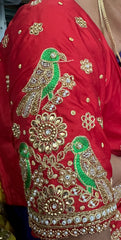 NR1059R-  Red Colour Computer Maggam Work Blouse