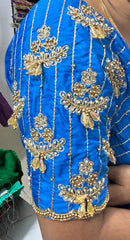 NR990SB- Sky Blue Colour Computer Maggam Work Blouse