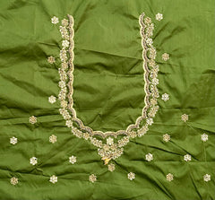 NR990MG- Mahendi  Green Colour Computer Maggam Work Blouse
