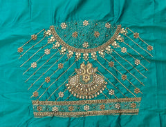 NR851SG - Sea Green Colour Computer Maggam Work Blouse