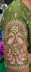 NR995MG -Mahendi  Green Colour Computer Maggam Work Blouse