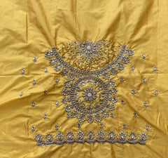 NR1129Y -Yellow Colour Computer Maggam Work Blouse ( POT Neck)