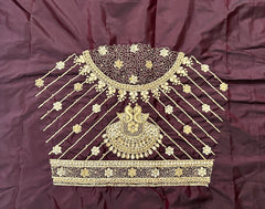 NR851CF - Coffee Colour Computer Maggam Work Blouse
