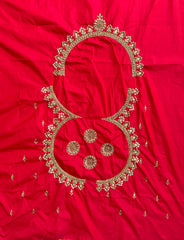 NR1129TR -Tomato Red Colour Computer Maggam Work Blouse ( POT Neck)