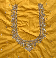 NR1249Y- Yellow Colour Computer Maggam Work Blouse
