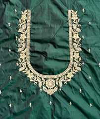 NR1249BG- Bottle Green Colour Computer Maggam Work Blouse