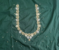 NR1299BG -Bottle Green Colour Computer Maggam Work Blouse
