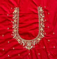 NR1249R- Red Colour Computer Maggam Work Blouse