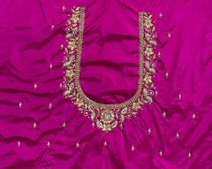 NR1249P- Pink Colour Computer Maggam Work Blouse
