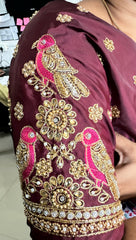 NR1059CF- Coffee Colour Computer Maggam Work Blouse