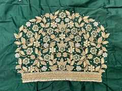NR1320BG -Bottle Green Colour Computer Maggam Work Blouse