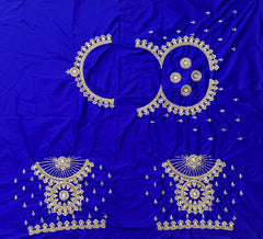 NR1129IB -Ink Blue Colour Computer Maggam Work Blouse ( POT Neck)