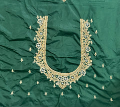 NR1300BG -Bottle Green Colour Computer Maggam Work Blouse